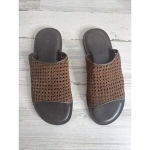 Musse & Cloud Boho Size 9 Lattice Sandals Brown Leather Slide Flats EUR 42